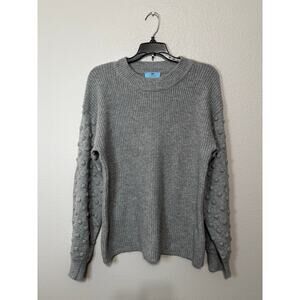 CECE Gray Bubble Stitch Sleeve Sweater Size M